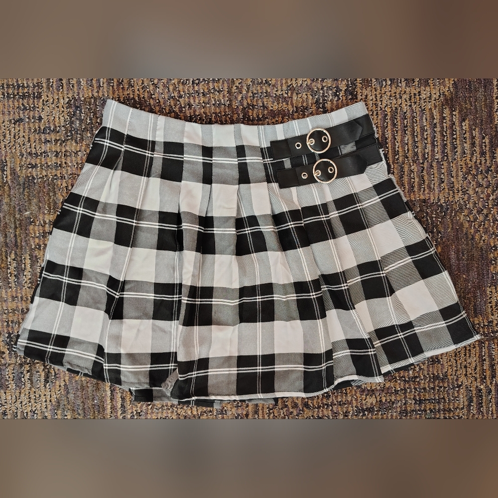 Forever 21 Plaid Mini Skirt with Buckle Detail